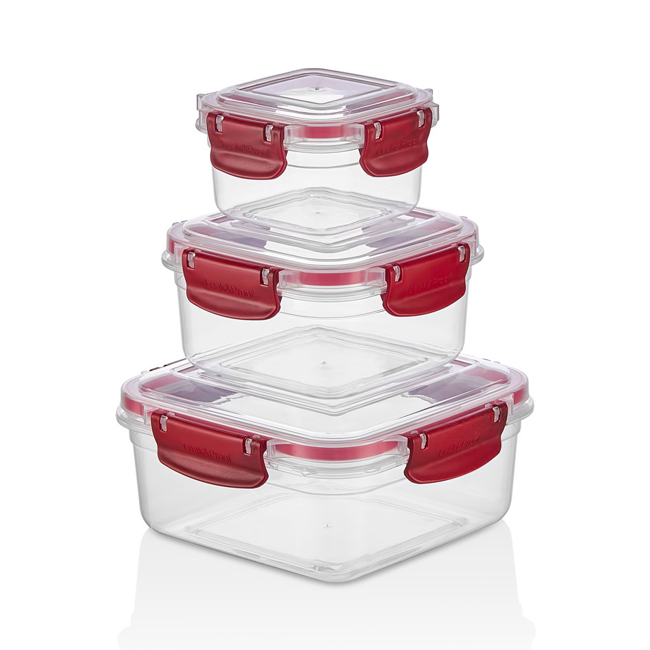 GOLD SQUARE LEAKPROOF STORAGE BOX SET OF 3 (300-650-1250 ML)